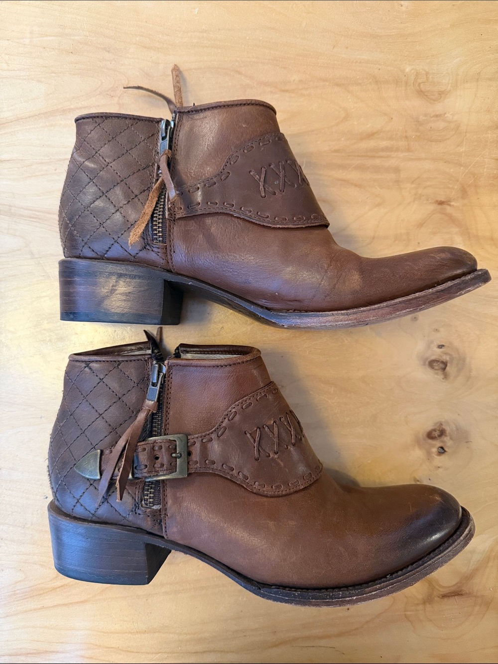 Freebird by Steven Grand Leather Ankle Booties with Stitch Detail